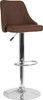 Trieste Contemporary Adjustable Height Barstool in Brown Fabric