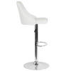 Trieste Contemporary Adjustable Height Barstool in White Leather