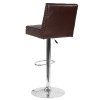 Ravello Contemporary Adjustable Height Barstool with Accent Nail Trim in Brown Leather
