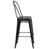 30'' High Distressed Black Metal Indoor-Outdoor Barstool with Back