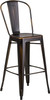 30'' High Distressed Copper Metal Indoor-Outdoor Barstool with Back