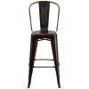 30'' High Distressed Copper Metal Indoor-Outdoor Barstool with Back