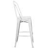 30'' High Distressed White Metal Indoor-Outdoor Barstool with Back