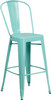 30'' High Mint Green Metal Indoor-Outdoor Barstool with Back