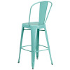 30'' High Mint Green Metal Indoor-Outdoor Barstool with Back