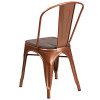 Copper Metal Stackable Chair with Wood Seat