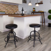 24'' Counter Height Stool with Swivel Lift Black Leather Seat