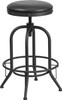 30'' Barstool with Swivel Lift Black Leather Seat