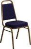 TYCOON Series Trapezoidal Back Stacking Banquet Chair in Navy Patterned Fabric - Gold Frame