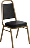 TYCOON Series Trapezoidal Back Stacking Banquet Chair in Black Vinyl - Gold Frame
