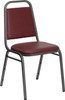 TYCOON Series Trapezoidal Back Stacking Banquet Chair in Burgundy Vinyl - Silver Vein Frame