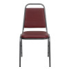 TYCOON Series Trapezoidal Back Stacking Banquet Chair in Burgundy Vinyl - Silver Vein Frame