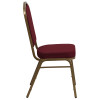 TYCOON Series Crown Back Stacking Banquet Chair in Burgundy Fabric - Gold Frame