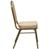 TYCOON Series Crown Back Stacking Banquet Chair in Beige Patterned Fabric - Gold Frame