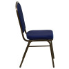 TYCOON Series Crown Back Stacking Banquet Chair in Navy Blue Patterned Fabric - Gold Vein Frame