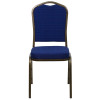TYCOON Series Crown Back Stacking Banquet Chair in Navy Blue Patterned Fabric - Gold Vein Frame