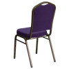 TYCOON Series Crown Back Stacking Banquet Chair in Purple Fabric - Gold Vein Frame