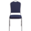 TYCOON Series Crown Back Stacking Banquet Chair in Navy Fabric - Silver Frame
