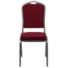 TYCOON Series Crown Back Stacking Banquet Chair in Burgundy Fabric - Silver Vein Frame