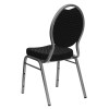 TYCOON Series Teardrop Back Stacking Banquet Chair in Black Patterned Fabric - Silver Vein Frame