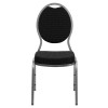 TYCOON Series Teardrop Back Stacking Banquet Chair in Black Patterned Fabric - Silver Vein Frame