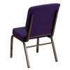 TYCOON Series 18.5''W Stacking Church Chair in Royal Purple Fabric - Gold Vein Frame