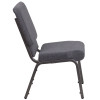 TYCOON Series 18.5''W Stacking Church Chair in Dark Gray Fabric - Silver Vein Frame