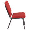 TYCOON Series 18.5''W Stacking Church Chair in Red Fabric - Silver Vein Frame