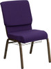 TYCOON Series 18.5''W Church Chair in Royal Purple Fabric with Cup Book Rack - Gold Vein Frame