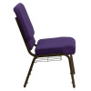 TYCOON Series 18.5''W Church Chair in Royal Purple Fabric with Cup Book Rack - Gold Vein Frame