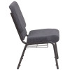 TYCOON Series 18.5''W Church Chair in Dark Gray Fabric with Book Rack - Silver Vein Frame