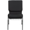 TYCOON Series 18.5''W Church Chair in Black Patterned Fabric with Cup Book Rack - Silver Vein Frame