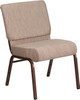 TYCOON Series 21''W Stacking Church Chair in Beige Fabric - Copper Vein Frame