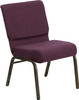 TYCOON Series 21''W Stacking Church Chair in Plum Fabric - Gold Vein Frame