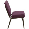 TYCOON Series 21''W Stacking Church Chair in Plum Fabric - Gold Vein Frame