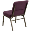 TYCOON Series 21''W Stacking Church Chair in Plum Fabric - Gold Vein Frame