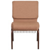TYCOON Series 21''W Church Chair in Caramel Fabric with Cup Book Rack - Copper Vein Frame