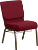 TYCOON Series 21''W Church Chair in Burgundy Fabric with Cup Book Rack - Gold Vein Frame