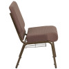 TYCOON Series 21''W Church Chair in Brown Dot Fabric with Book Rack - Gold Vein Frame