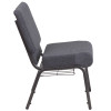 TYCOON Series 21''W Church Chair in Dark Gray Fabric with Book Rack - Silver Vein Frame