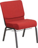 TYCOON Series 21''W Church Chair in Crimson Fabric with Cup Book Rack - Silver Vein Frame