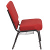 TYCOON Series 21''W Church Chair in Crimson Fabric with Cup Book Rack - Silver Vein Frame