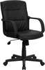 Mid-Back Black Leather Swivel Task Office Chair with Arms