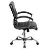 Mid-Back Designer Black Leather Executive Swivel Office Chair with Chrome Base and Arms