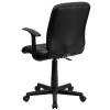 Mid-Back Black Quilted Vinyl Swivel Task Office Chair with Arms