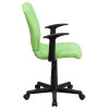 Mid-Back Green Quilted Vinyl Swivel Task Office Chair with Arms