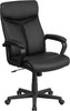 High Back Black Leather Executive Swivel Office Chair with Slight Mesh Accent and Arms