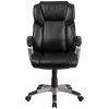 Mid-Back Black Leather Executive Swivel Office Chair with Padded Arms