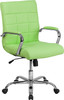 Mid-Back Green Vinyl Executive Swivel Office Chair with Chrome Base and Arms