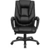 High Back Black Leather Layered Upholstered Executive Swivel Ergonomic Office Chair with Smoke Metal Base and Arms